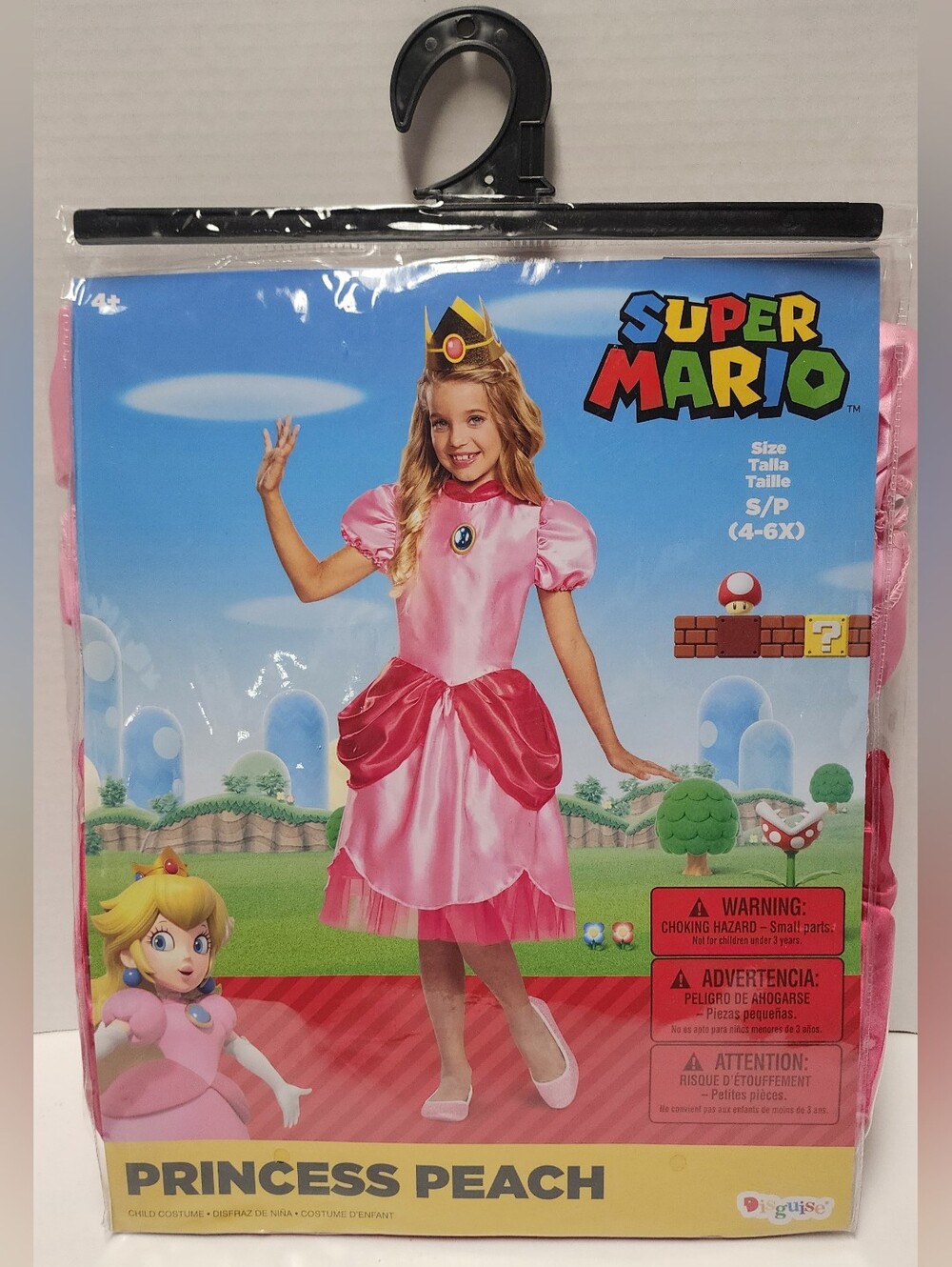 S (4-6X) Princess Peach Nintendo Super Mario Kids Halloween Costume Girls New